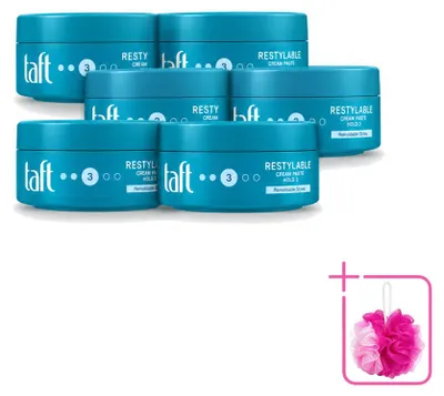 Image de 6 tubes de pâte coiffante Taft Herstylebaar - Fixation souple - 150 ml - Pack économique - 6 pièces
