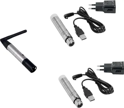 Zdjęcie produktu dla EUROLITE Set QuickDMX 1x Sender + 2x AKKU Empfänger (20000900)
