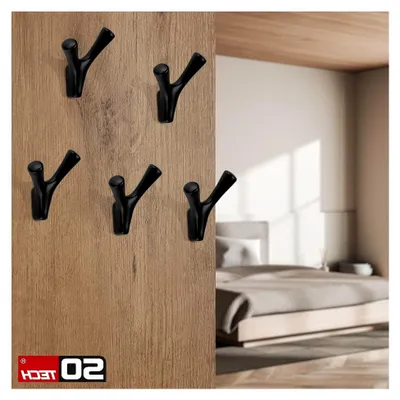 Produktbild von Garderobenhaken BICORNO Höhe: 82 mm, Breite: 71 mm, schwarz matt