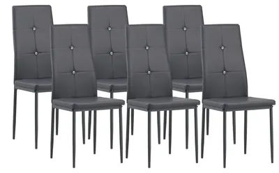 Produktbild von Albatros Esszimmerstühle DIAMOND 6er Set, Grau - Edler Diamant-Look, Polsterstuhl mit Kunstleder-Bezug, Modernes Stilvolles Design am Esstisch Küchenstuhl oder hoher Belastbarkeit Esszimmer