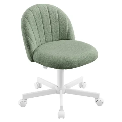Obrázek produktu pro SONGMICS, toaletní židle, kancelářská židle, potah z plyšové tkaniny, výškově nastavitelná, kompaktní design, zelená barva