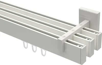Produktbild von Interdeco Innenlaufstange / Gardinenstange mit Innenlauf Weiß, Typ Smartline Paxo (Kappe), 14x35 mm 3-läufig, 440 cm