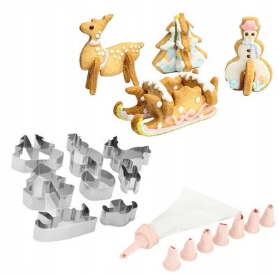 Produktbild von porcello Weihnachts-Ausstecher Set mit Spritzbeutel für Lebkuchen Deko