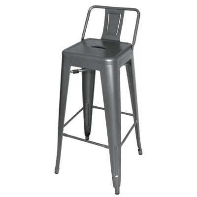 Obrázok produktu pre Oceľové stoličky Bolero Bistro s operadlom, sivé, gunmetal (4 kusy)