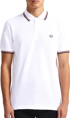 Produktbild von Fred Perry M3600 polo twin tipped shirt, heren polo White / Bright Red / Navy