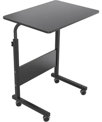 Image de Tablette roulante pour ordinateur portable, table d'appoint réglable en hauteur sur roulettes, idéale pour le lit et le canapé, dimensions 60 x 40 cm, couleur noire