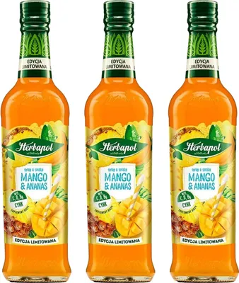 Immagine prodotto di Herbapol Sciroppo di mango e ananas 3x 420 ml - Sciroppo per bevande a base di acqua Bevanda tropicale