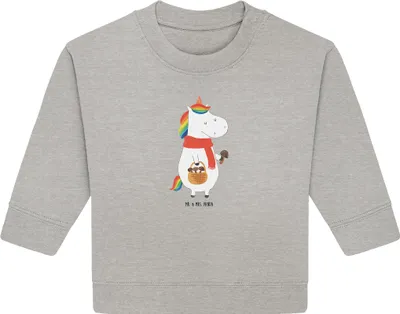 Produktbild von Mr. & Mrs. Panda Organic Baby Pullover Einhorn Pilz 6. - 12. Monat - Heather Grey - Geschenk, Unicorn, Bullover, Einhörner, Motivation, Liebeskummer, Spruch, Pilze