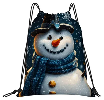 Produktbild von Sportbeutel mit Kordelzug für Weihnachten, Schneemänner, 36 x 42 cm