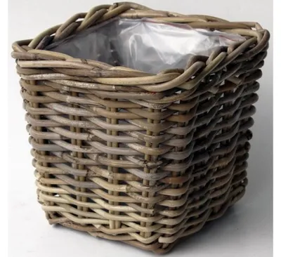 Productafbeelding van Bloembak Bak Rotan Antique Grey 27X27H25 cm Van der Leeden