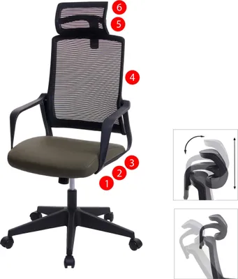 Immagine prodotto di Sedia da ufficio HWC-J52, sedia girevole da scrivania, poggiatesta ergonomico, Pelle finta ~ verde oliva