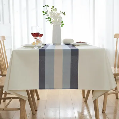 Produktbild von Tischdecke Weiß 140 x 200 cm Abwaschbar Leinen-Optik Rechteckig