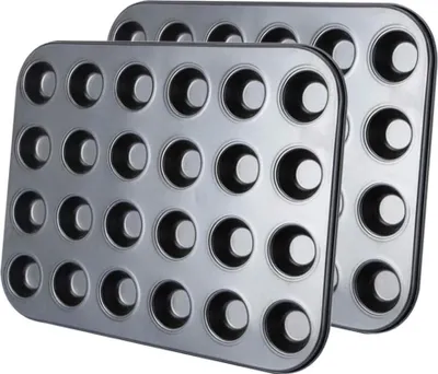 Produktbild von 2 Stück 24 Mini Muffin Backblech Antihaft Wärmeleitung 38,5 x 26 cm