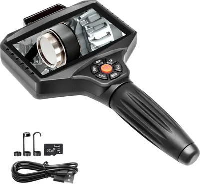 Obrázok produktu pre SucceBuy Inšpekčná kamera s tromi objektívmi a svetlom, 5" IPS obrazovka, priemyselný endoskop, 8x zoom, 1080P HD rozdelená obrazovka, 10 LED svetiel, kamera pre automobilový priemysel, inštalatérstvo, 16,5FT
