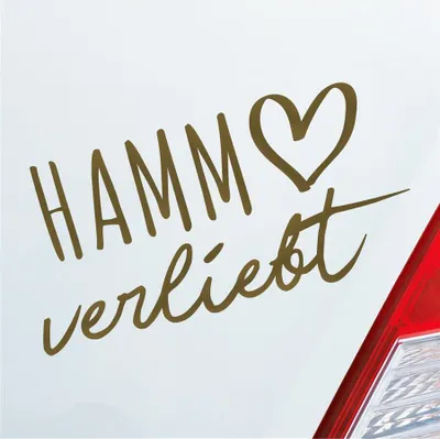 Produktbild von Auto Aufkleber Hamm verliebt Herz Stadt Heimat Liebe Car 19x10 cm Gold Sticker Heckscheibenaufkleber