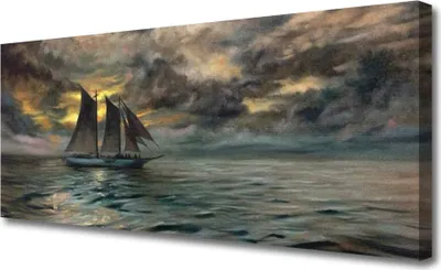 Produktbild von Tulup Leinwand-Bilder 125x50 Wandbild Canvas Kunstdruck Meer Boot Landschaft