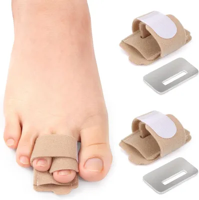 Obrázek produktu pro Korekce prstů s nastavitelnými výztuhami a ochranou, 2 kusy, pro korekci kladívkových prstů a hallux valgus (deformace palce)