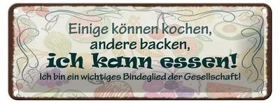 Produktbild von Blechschild einige können kochen backen ich, 27x10 cm, Blechschilder Spruch Küche