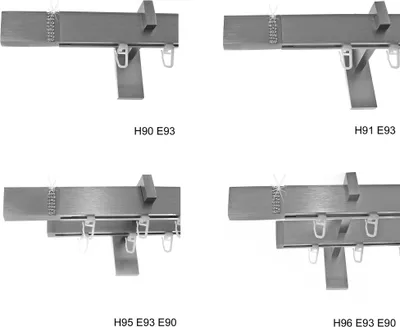 Produktbild von Innenlauf Gardinenstangen eckig Edelstahl Look kantiges Design 1-, 2- läufig E93