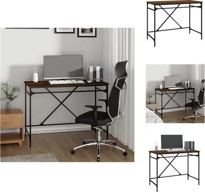 Zdjęcie produktu dla vidaXL Biurko brązowy dąb 100x50x75cm materiał drewnopochodny żelazo - Biurka