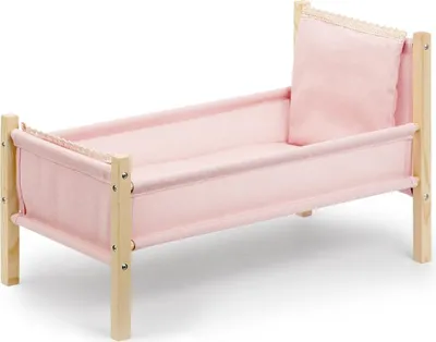 Zdjęcie produktu dla Skrallan łóżeczko dla lalek drewniane różowe dla lalek 53 cm