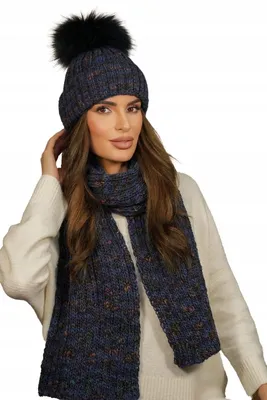 Productafbeelding van Kamea Pavone Winter Sjaal, donkerblauw, gestreept