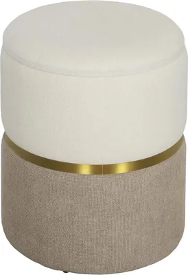 Produktbild von Sitzhocker mit Stauraum Hocker mit Deckel, Metallring, zweifarbig Design 36 x 36 x 44 cm Cremeweiß