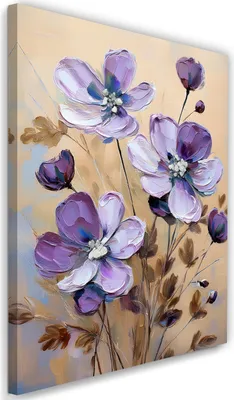 Produktbild von Leinwandbild Lila Blumen Botanik 40x60 Feeby Violett bild für die wand bereit zum aufhängen
