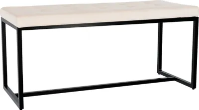 Produktbild von CLP Sitzbank Barci mit Polsterung und schwarzem Eisengestell creme Material Samt
