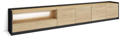Image de Meuble tv effet bois de chêne et noir 310x37x50cm avec Led