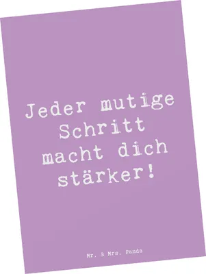 Produktbild von Mr. & Mrs. Panda Postkarte Spruch Angst überwinden - Lavendeltraum - Geschenk, bildkarte, Ansichtskarte, Freude, Fotokarte, Vertrauem, Grußkarte, Zuversicht, Sicherheit