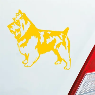 Produktbild von Auto Aufkleber Terrier Tier Hund Dog Animal 11x10 cm Gelb Sticker Heckscheibenaufkleber