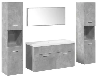 Imagen del producto de vidaXL Juego de 5 piezas de muebles de baño, color gris cemento, fabricado en material de madera