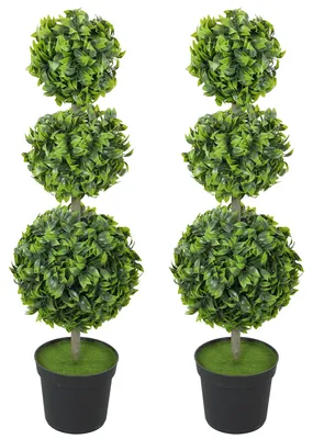 Productafbeelding van HOMCOM, set van 2 kunstplanten, buxus, groot, 100 cm, kunstplant, zeer realistisch, in pot