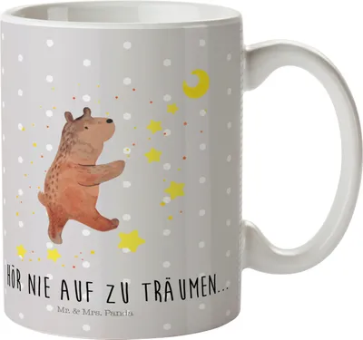 Produktbild von Mr. & Mrs. Panda Trinklernbecher Bär Träume - Grau Pastell - Geschenk, Kindertasse, Träumen, Teddy, Plastikbecher, Traum, Camping Tasse, Traumdeutung, Pott, Mehrwegbecher