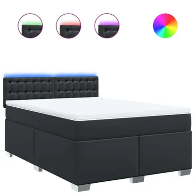 Produktbild von Boxspringbett mit Matratze Schwarz 160x200 cm Kunstleder