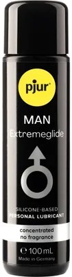 Produktbild von pjur MAN Premium Extremeglide, 100 ml, 100 g, Schmiermittel auf Silikonbasis, Anal, Masturbation, Vaginal, Gleitgel speziell für Männer, Cyclopentasiloxane, Dimethicone, Dimethiconol