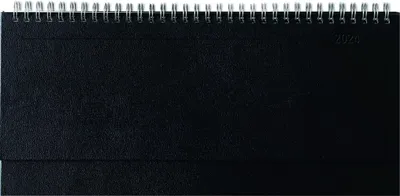 Produktbild von Tisch-Querkalender Balacron schwarz 2024 - Büro-Planer 29,7x13,5 cm - mit Registerschnitt - Tisch-Kalender - verlängerte Rückwand - 1 Woche 2 Seiten