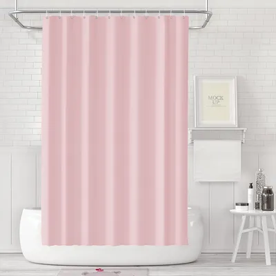 Image de Rideau de douche 180 x 180 cm, résistant à la moisissure, imperméable et lavable, en PEVA, avec 12 anneaux, rose