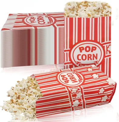 Productafbeelding van Popcornzakjes 330 stuks, 21 x 9 x 6 cm, rood wit gestreept, voor feest