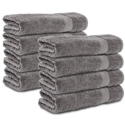 Produktbild von Komfortec 8er Duschtücher 70x140 cm Set aus 100% Baumwolle, 470g/m², Frottee, Weich, Anthrazit Grau