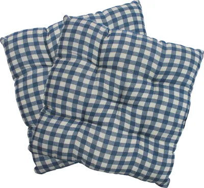 Produktbild von Stuhlkissen 38x38 cm ComfySeat - Sitzkissen mit 6 cm Comfort Sitzpolster - Indoor & Outdoor, Farbe:Karo-Blau, Set:2er Set