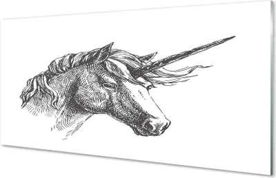 Produktbild von Glasbilder 120x60 Wandkunst Zeichnung Einhorn