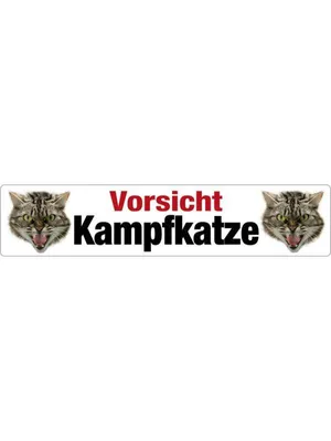 Produktbild von Vorsicht Kampfkatze, Straßenschild aus Blech 46x10 cm, STR066