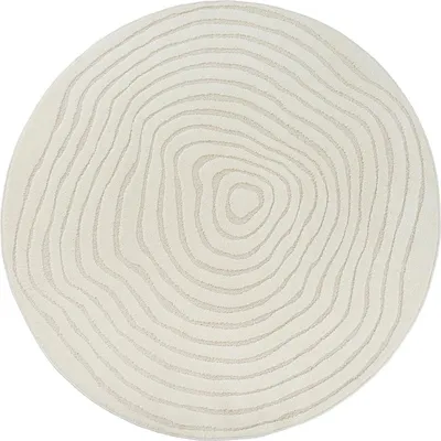 Immagine prodotto di Tappeto - Ø 160 cm - Crema - con struttura alta e bassa - motivo Japandi