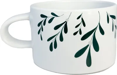 Produktbild von Weißer Becher mit Mistelzweig Dekoration