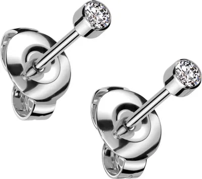 Produktbild von viva-adorno Titan Ohrstecker Ohrringe 3mm Kristall Zirkonia rund Damen Herren Damenohrstecker Z563 silber