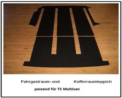 Produktbild von Gastraum und Kofferraum Teppich Fußmatte passend für VW T5 T6 Multivan 1 Schiebetür