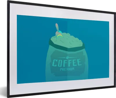 Produktbild von MuchoWow® MuchoWow® Gerahmtes Poster Kaffee - Bohnen - Zitate - Kaffeeprämie 60x40 cm - Poster mit zchwarzem Bilderrahmen - Schlafzimmer - Plakat in Rahmen - Drucken