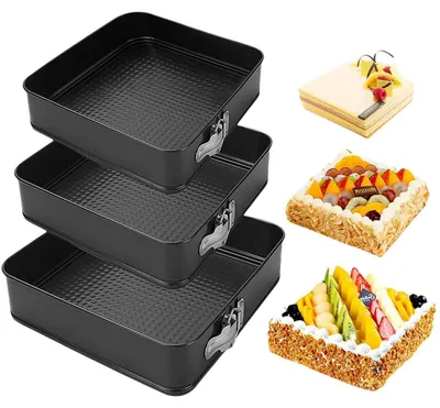 Obrázek produktu pro Sada tří kulatých forem na pečení s odnímatelným dnem, rozměry 20/22/24 cm, s nepřilnavým povrchem, vhodné pro dorty, vyrobené z uhlíkové oceli